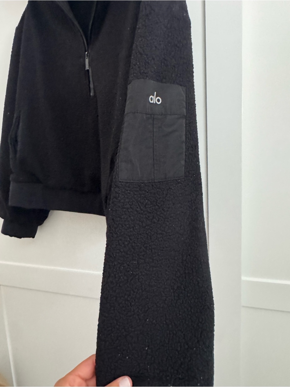 ALO Yoga Black Sherpa Half Zip Sweater